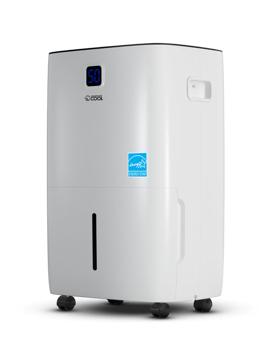 COMMERCIAL COOL Dehumidifier, 50 Pint Dehumidifier with Adjustable Humidistat, Home and Kitchen, Dehumidifier for Basement, Portable Dehumidifier with Continuous Drainage 4500 Sq. Ft.