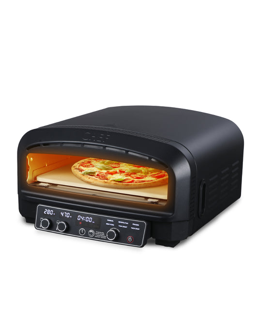 Commercial Chef Indoor Electric Pizza Oven, 1800W Countertop Oven with 0.7 cu. ft. Capacity, Pizza Cooker for Up To 14.6" Pizzas, LED Display, Includes Pizza Stone & Shovel, CHPOV14B