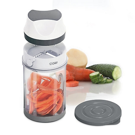 Commercial Chef hand Held Mini Food Spiralizer with Storage Bin and Lid