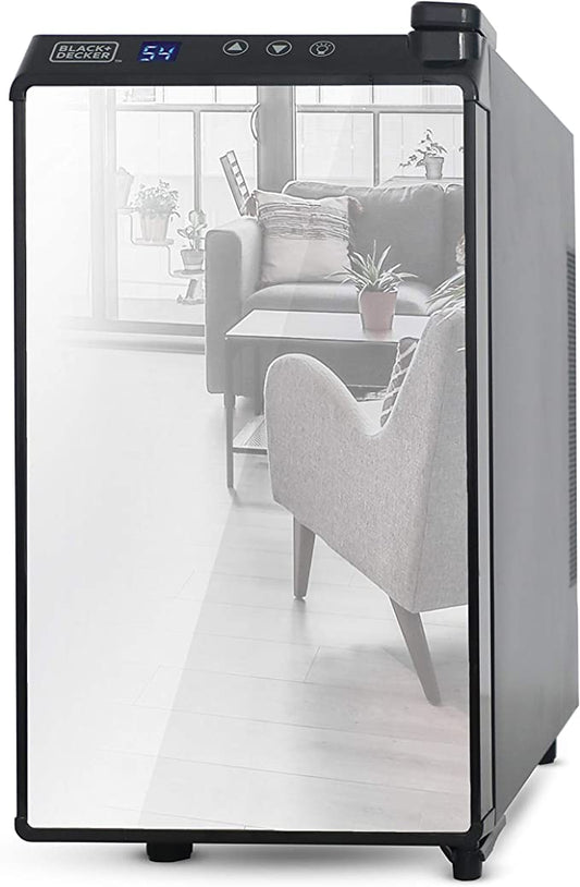 BLACK+DECKER 8 Bottle Thermoelectric Wine Fridge with Mirrored Door