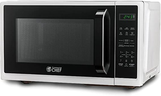 COMMERCIAL CHEF Countertop Microwave Oven 0.9 Cu Ft With Digital Display, White