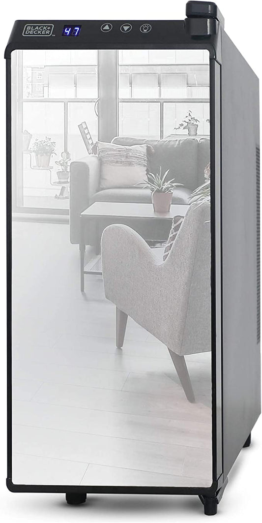BLACK+DECKER 12 Bottle Thermoelectric Wine Fridge with Mirrored Door