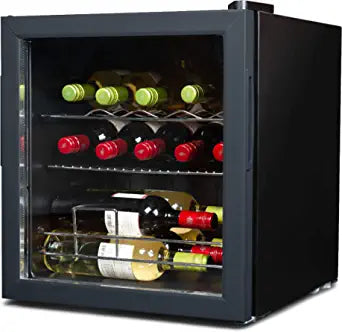 BLACK+DECKER 14 Bottle Freestanding Wine Fridge with Compressor Cooling and Chrome Shelving