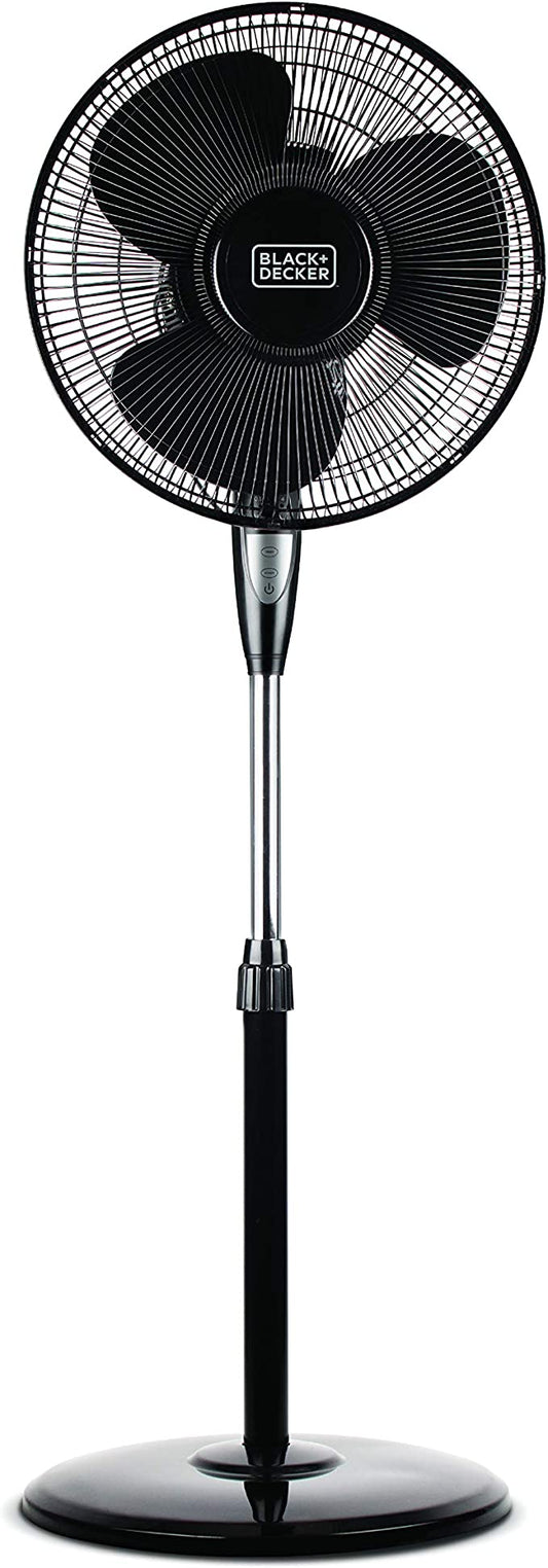 BLACK+DECKER 16" Stand Fan with Remote, Black