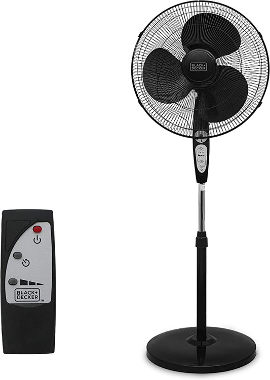 BLACK+DECKER 18" Stand Fan with Remote, Black