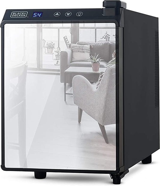 BLACK+DECKER 6 Bottle Thermoelectric Wine Fridge with Mirrored Door