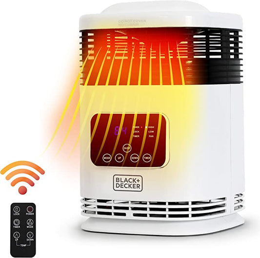 BLACK+DECKER 1500W Flameless Portable Space Heater with 12 Hour Timer