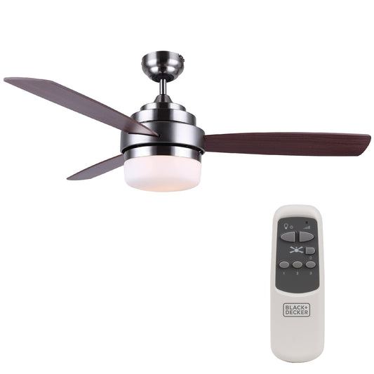 BLACK+DECKER Ceiling Fan 52 in. with 4 Reversible Blades and Remote Control, Mahogany