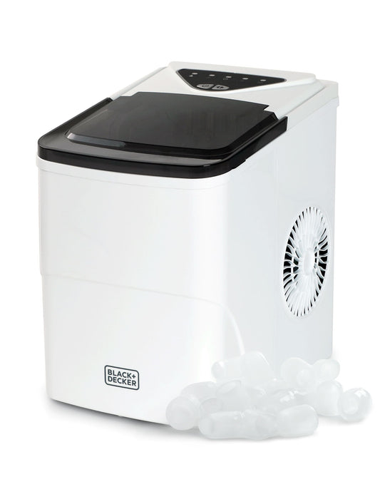 BLACK+DECKER Capacity Ice Maker 26 lb. with Ice Basket and Scoop, White