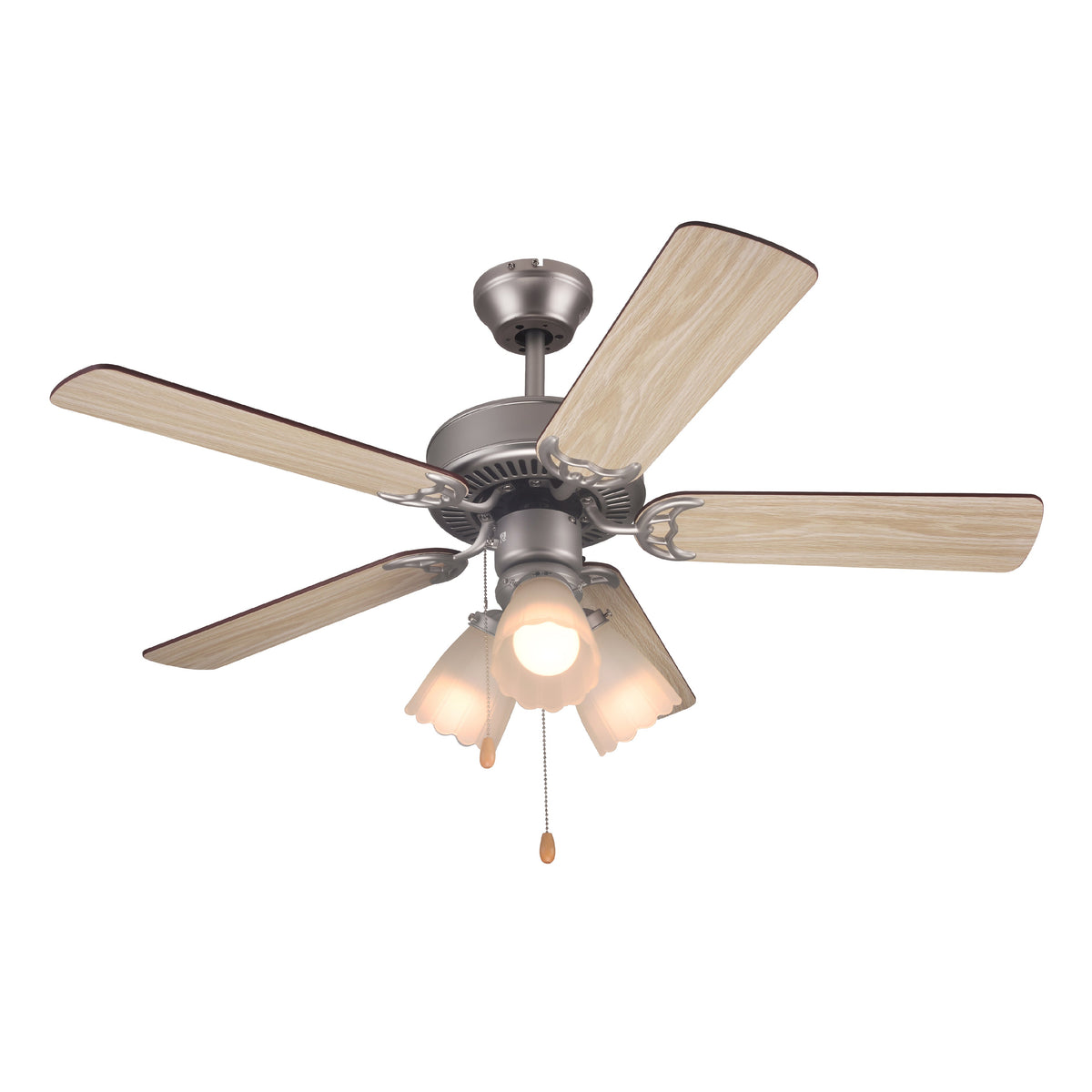 COMMERCIAL COOL Ceiling Fan 42" with Reversible Dual Finish Blades, Dark Walnut and Gray Teak
