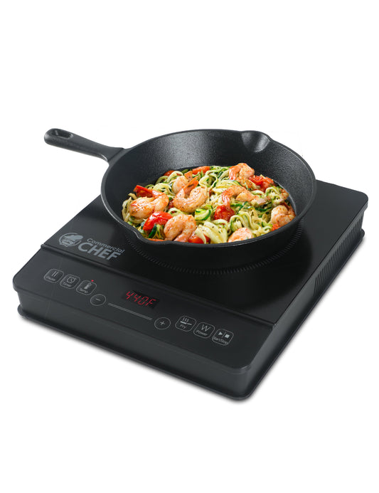 Commercial Chef Portable Induction Cooker 3-Hour Timer LED Display 1800 Watts