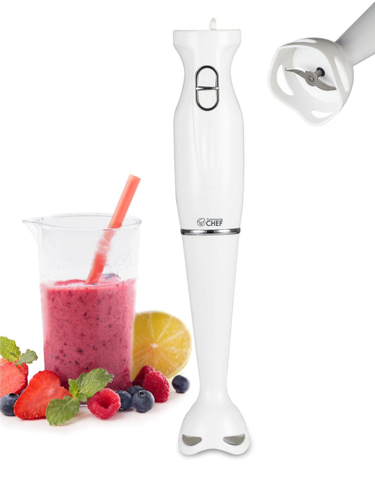 COMMERCIAL CHEF Immersion Blender, Hand Blender with Stainless Steel Blades, Cordless Immersion Blender with Quiet Motor, Electric Mini Blender for Delicious Food